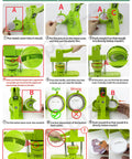 Instruction sheet for All In One Button Maker Kit With Interchangeable 32mm And 58mm Dies, Easy to Use steps for badge making.