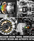 Aircraft Jet Engine Model Kit for Adults and Teens, Motorized Turbojet Demonstration With Real Spinning Compressor, Combustion Path and Turbine, 1214 Pieces, detailed close-up view