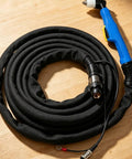 Pro Grade Air Electric Discharge Severing Torch Kit For Slick Steel Cutting, featuring a rugged black hose and blue grip handle.