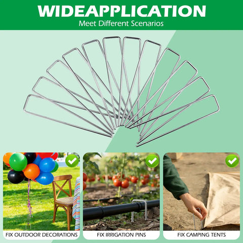100 Pack Landscape Staples And 100 Pack Gaskets 12 Inch 11 Gauge Galvanized Steel Garden Staples With Black Pads Turf Staples For Weed Barrier Grass Pro shown with wide application uses