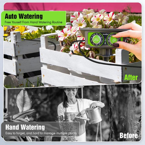 No-Fuss Solar Drip Irrigation System For Indoor And Outdoor Gardens, Automatic Plant Waterer Kit controlling garden irrigation