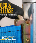 Heavy Duty 2 Inch E Track Straps 20 Foot Long 10 Pack 4400 Pound Break Strength with spring E fittings close-up