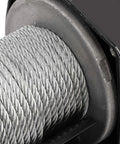 Close-up of steel cable on Fauitay 2500lb DC 12V Electric Power Winch With Remote Control for ATV UTV trailers.