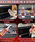 Heat Resistant High Temp Silicone Sealant for Ovens and Grills, application steps for sealing an oven, 100ml transparent tube