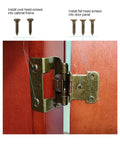 First Class Antique Brass Cabinet Hinges For Your Kitchen Renovation Project, detailed screw installation in cabinet frame.