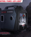 Portable Inverter Generator 2300W For RVs Camping Tailgating And Home Backup Quiet 52 dB EPA CARB Compliant control panel view