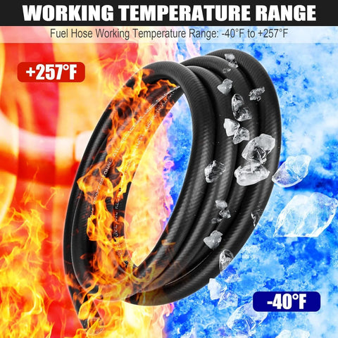 Fuel line hose, 3/8 in ID, 10 ft length, push-lock, NBR rubber, automotive high-pressure 300 PSI, Amazon brand
