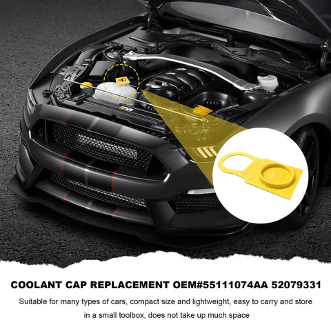 Engine Coolant Reservoir Cap Replacement For Your Ride Radiator Overflow Tank OEM 55111074AA 52079331 in use on car engine