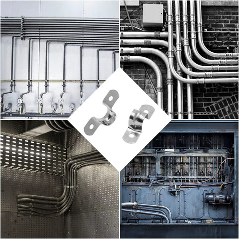 Industrial use of Ten Pack Two Inch Stainless Steel Conduit Clamps With Two Hole U Brackets For Fifty Millimeter Pipes Built Tough Heavy Duty U Clips.