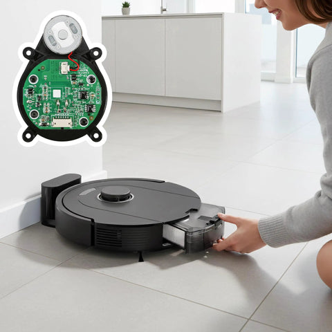 Plug and Play Laser Distance Sensor Replacement For Roborock Q Revo And P10 Robot Vacuums, module details and installation view