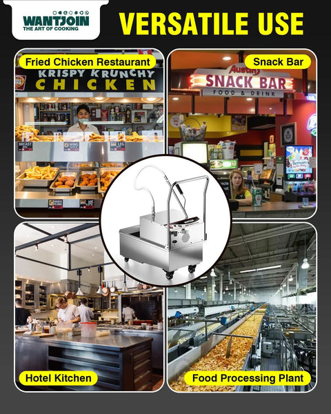 Top-Notch Commercial Fryer Filter Machine 55L 14.5 Gallon Capacit With High Speed 8.45 Gal Min Pump And Stainless Steel Build for busy restaurant kitchens and food processing.