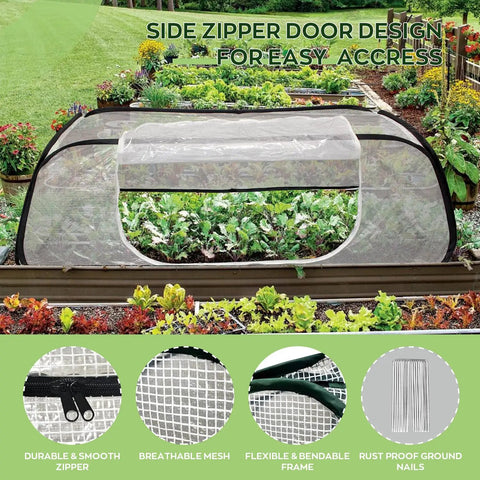 Breathable Mesh Raised Bed Garden Cover With Zipper Door For Pests Bird And Squirrels Protection, Instant Shelter For Vegetables And Row Crops, Let Air And Water In While Keeping Critters Out