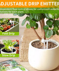 Adjustable drip emitters for Set It And Forget It No Fuss Automatic Plant Watering System With Self Drip Irrigation Kit