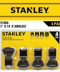 Heavy Duty 1 Inch By 14 Foot Ratchet Tie Down Straps With 3,000 Pound Break Strength And 1,000 Pound Safe Working Load, 4 pack
