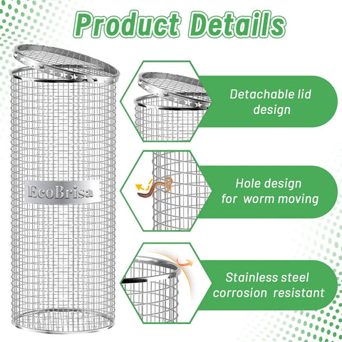 2 Pack Underground Worm Composting Bin Set Durable Metal Wire Bins With Holes And Lid For Recycling Kitchen Waste Outdoors