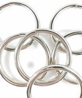 Overhead close-up of nickel-plated steel O-rings, 2.5 in ID, 12-pack