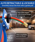 Retractable Welding Hose Reel With One Quarter Inch By One Hundred Feet Twin Oxygen Acetylene Hoses, 200 PSI in garage