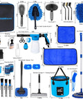 Go To Car Wash Kit With Foam Gun And Brush Mop Large Folding Bucket Blue detailing tools layout