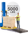 No Nonsense Heavy Duty Pallet Wrapping Machine With Industrial Shrink Wrap And Precision Built In Scale Plus Extra Wide Anti Slip Roll On Ramp Kit Built Tough For Warehouse Hustle with 5000 lbs load and ramp.