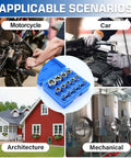 14-Piece Female E-Torx Socket Set With E4 Through E24 External Star Sockets For One Quarter Inch, Three Eighth Inch, And One Half Inch Drives, Pro Grade Cr-V Steel, Compatible With Regular And E-Torx Plus, Auto Repair Kit With Storage Case shown with motorcycle, car, architecture, and mechanical use scenarios.