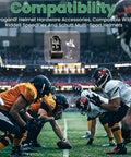 Football players lined up with visible All In One Football Facemask Repair Kit With Clips And Hardware Quick Fix For Wire Masks image