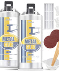 Fuchoi Metal Glue epoxy adhesive; silver 50ml tubes (2) with gloves and sanding discs