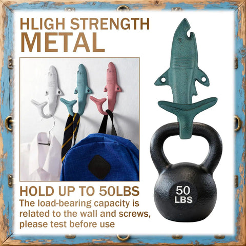 Kick It Up A Notch With These Six Piece Cast Iron Shark Tail Wall Hooks For Hanging Hats Keys Bags And Jackets, featuring three hooks.