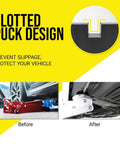 Slotted Rubber Jack Pads For Pro Grade Lifts, Pinch Weld And Frame Rail Protector, Before and After Installation Example