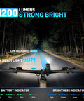 USB C Rechargeable Bike Light Set illuminating road with 1200 lumens front headlight and indicators for cycling safety