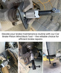 Rear Disc Brake Caliper Piston Wind Back Tool For Auto Repair And Replacing Rear Brake Pads On RV SUV Truck Durable Alloy Construction Easy Fit Quick Piston Wind Back To Reinstall Caliper in use on a vehicle brake system.