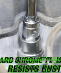1-3/4 Inch 3/8 Inch Drive Socket Extension Bar For Tight Spaces, Chrome Steel Finish, durable, shown in use on engine part