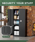 72 Inch Tall Locking Metal Garage Storage Cabinet With Doors And Four Shelves Built Tough Black Tool Steel Cabinet in room
