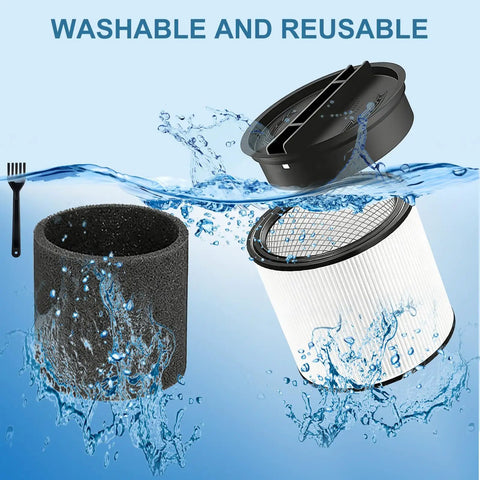 2-Pack Cartridge Filter Kit With Lids, 4 Foam Sleeves, And Cleaning Brush For 90304 Series Wet Dry Vacuums Replacement floating in water
