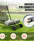 Tow Behind Dethatcher 40 Inch With 20 Spring Steel Tines for ATV or Mower featuring universal pin connector and weight blocks