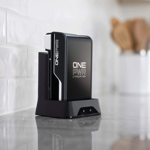 ONEPWR Battery Charger for Hoover Cordless Tools and Vacuums with Temperature Control on countertop