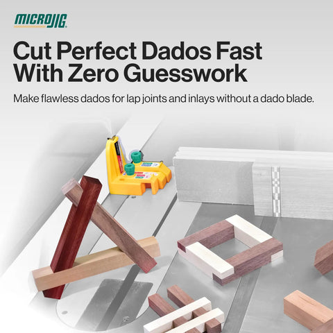Dead On Woodworking Center Layout Tool And Precision Dado Gauge To Nail Flawless Half Thickness Alignment On Table Saws with wood pieces.
