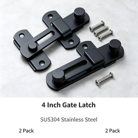 Badass 2 Pack 4 Inch Matte Black Gate Latches Forged From Premium SUS304 Stainless Steel Heavy Duty Rust Proof Farm Gear For Barns And Fences Built Tough With Zero Hassle Anti Theft Caliper Security