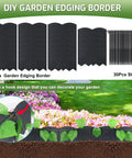 Illustration of No Dig 20ft Landscape Edging Kit With 6 Inch Tall Border, 20 Stakes Included in garden setting.