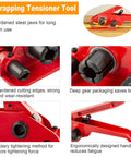 Close-up of Beefy Heavy Duty Poly Strapping Tensioner And Cutter Handheld Banding Tool details in eight-pack kit.