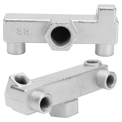 6 Way Air Compressor Manifold Block High Flow Aluminum Alloy Distribution Fitting With G1/4 G1/2 Threads