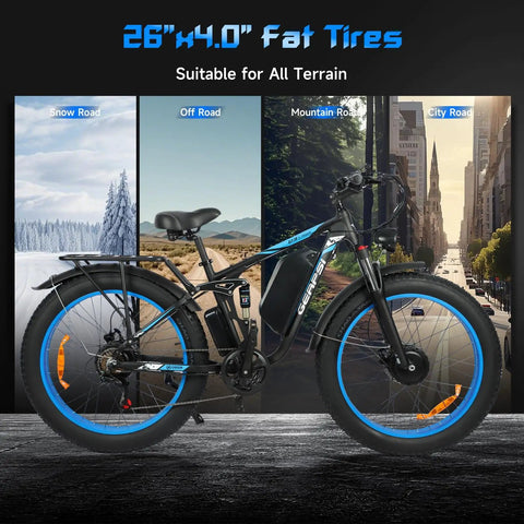 Beast Mode 3000W Dual Motor Electric Bike With 48V 25Ah Removable Battery, 26"x4.0 Fat Tires for all terrain use