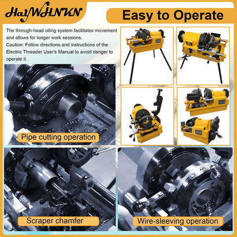 Heavy Duty Electric Pipe Threader Cutter Machine That Makes Short Work Of Steel Copper And Galvanized Pipe Up To 3 Inches With NPT BSPT Dies For Plumbing No Sweat in pipe cutting operation