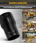 Dust Collection Hose Adapter Two And A Half Inch To One And Seven Eighth Inch Fitting For Woodworking Tools Fits Table Saw Bandsaw Spindle Sander Miter Saw And Shop Vacuum DIY Friendly Built With Heavy Duty Polymer For Leak Free Airflow shown with woodworking tools in use.