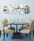 Dope 30 Piece Living Room Mirror Wall Decor Set With HOME Letter Signs And Acrylic 3D Decals displayed above dining table