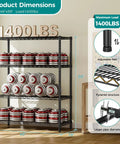 Beefy Heavy Duty Wire Shelving Unit With Four Adjustable Shelves Metal Storage Rack 350 Lb Per Shelf And 1400 Lb Total Capacity Easy No Tools Setup 18 Inch Deep 46 Inch Wide 59 Inch High, black wire rack dimensions