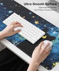 Starry Night Cat Mouse Pad 31.5 By 11.8 Large Desk Mat With Stitched Edges Non Slip Rubber Base And Reinforced Stitching For Durability