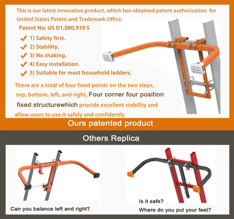 Heavy Duty Ladder Stabilizer Built Tough For Roof Gutter And Wall Jobs Featuring Wide Steel Wings Non Slip Rubber Base And No Sweat Setup Handling Up To 450 Pounds