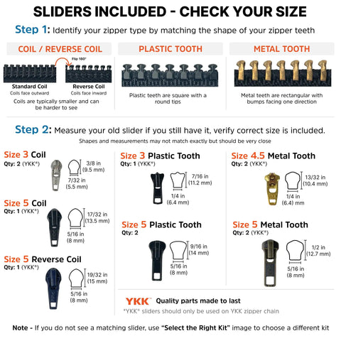 Go To Zipper Repair Kit For Hoodies, Jeans And Handbags With 11 Metal Sliders, 4 End Stops, 6 Top Stops, Easy Zipper Pull Replacement