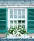 Top Shelf Sixty Pack 3 Inch Vinyl Shutter Fasteners Heavy Duty Exterior Window Panel Pegs And Spike Anchors For Wood Aluminum Shutters, green shutters on a house.