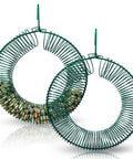 Two Pack Peanut Bird Feeder Set Round Metal Hanging Wreath Style Feeder With Built In Hook For Outdoor Birds And Squirrels Holds 10 To 12 Suet Balls Or One Point Two Lb Whole Peanuts Durable Green Powder Coated Metal